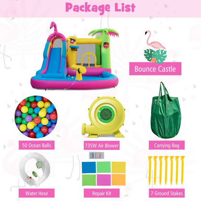 Inflatable Bounce Castle with Long Water Slide and 735W Blower - Discount Msrp 