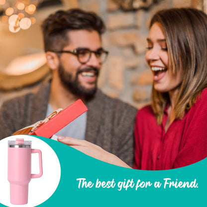 40oz large capacity tumbler, With Handle And Straw Lid, Insulated Reusable Stainless Steel Water Bottles Travel Mug Coffee Cup car cup water cup For Men Women Outdoor Camping Driving, gift - Discount Msrp 