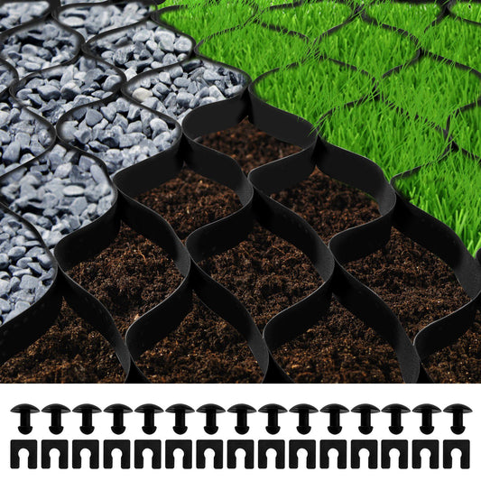 VEVOR Ground Grid, 1885 lbs per Sq Ft Load Geo Grid, 2" Depth Permeable Stabilization System for DIY Patio, Walkway, Shed Base, Light Vehicle Driveway, Parking Lot, Grass, and Gravel - Discount Msrp 