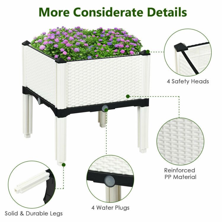 Set of 4 Elevated Flower Vegetable Herb Grow Planter Box - Discount Msrp 