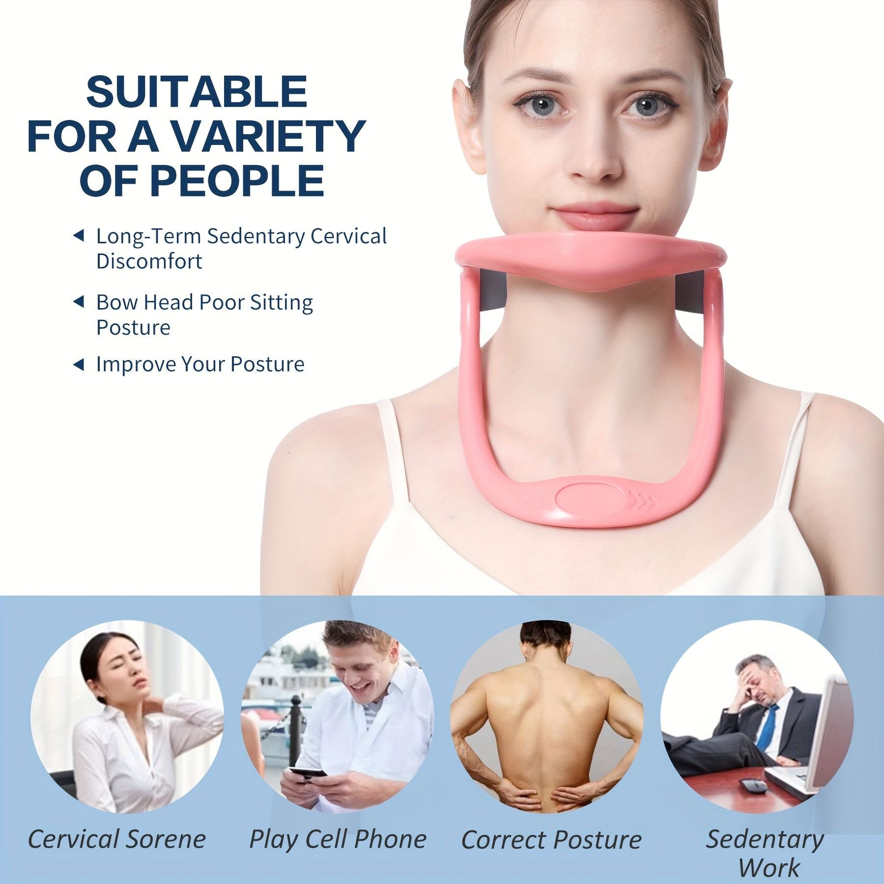 Neck Brace; Cervical Collar Neck Support Brace; Adjustable Anti-Bow Cervical Traction Device For Neck Posture Support Neck Pain Relief; Shoulder And Neck Forward Tilt Support - Discount Msrp 