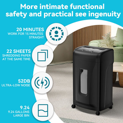 Large Commercial Heavy Duty 22-Sheet High Security Paper Shredder with 9.24 Gallons Pullout Waste Bin - Discount Msrp 