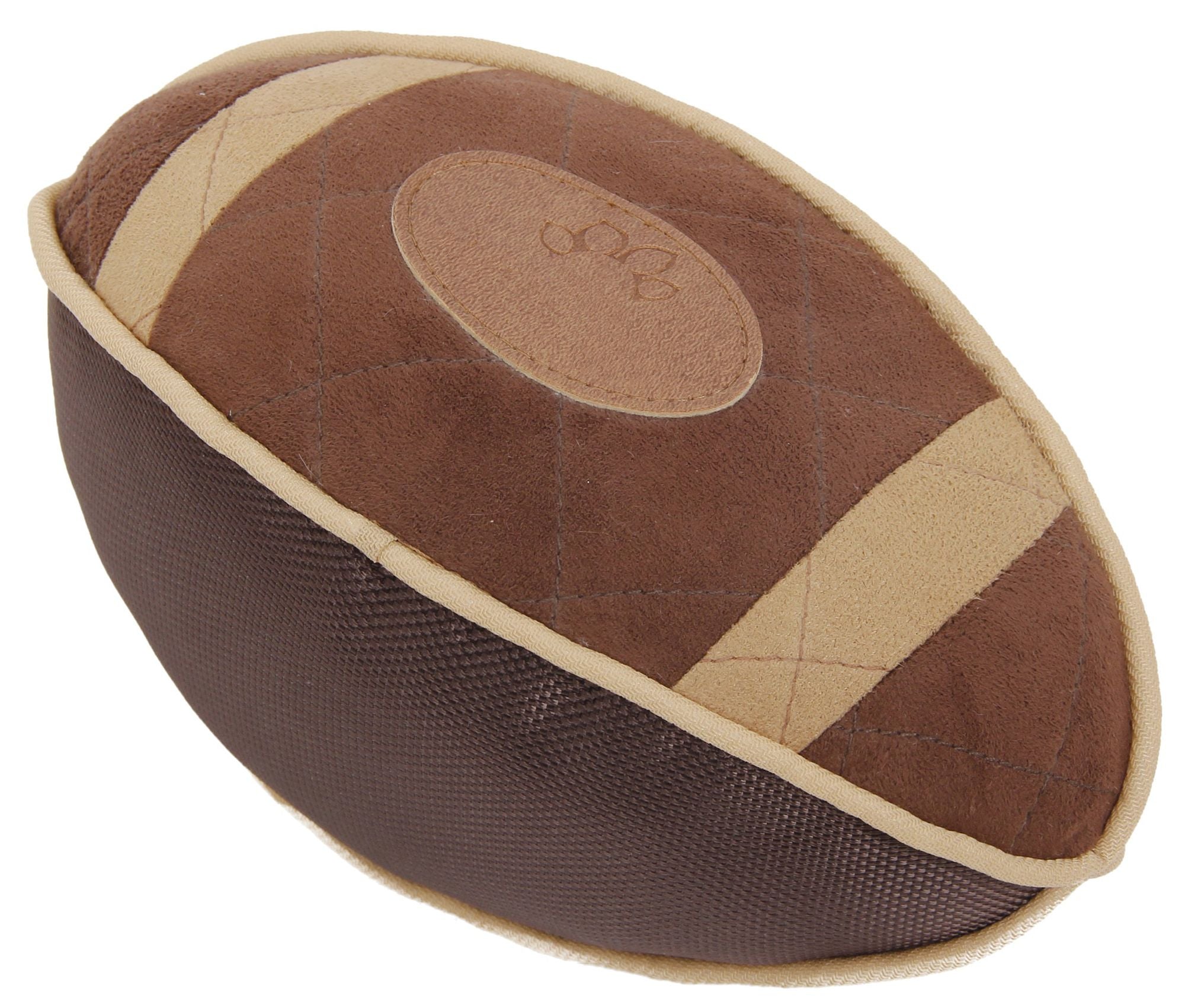 Pet Life 'Pugskin' Durable Oxford Nylon and Mesh Plush Squeaky Football Dog Toy - Discount Msrp 