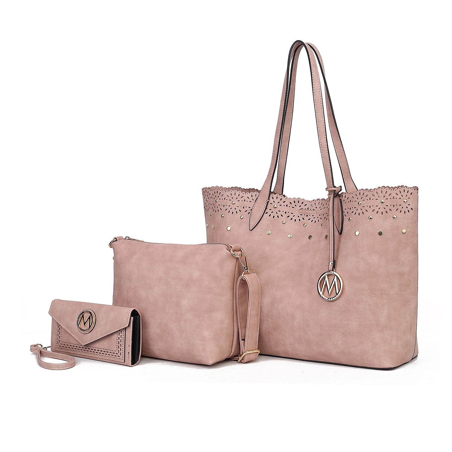MKF Collection Mariahna 3 PCS Shopper Tote, Cross and Wallet Handbag by Mia K - Discount Msrp 