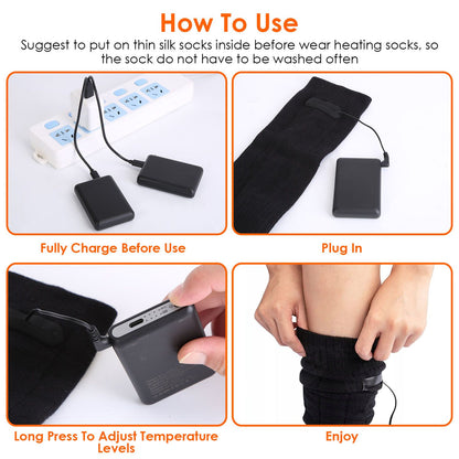 Electric Heated Socks for Men Women Battery Powered Heated Socks Rechargeable Feet Warmer with 4 Temperature Levels Indoor Outdoor Machine Washable - Discount Msrp 