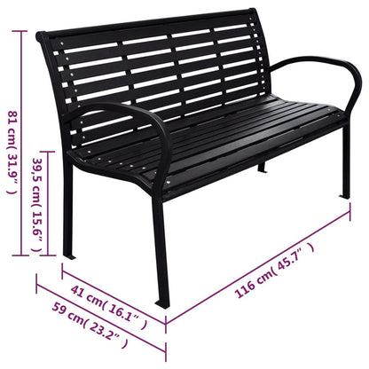 Patio Bench Black 45.7" Steel and WPC - Discount Msrp 