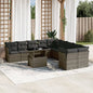 Garden Sofa Set Grey PE rattan, Powder-coated steel, Tempered glass - Discount Msrp 