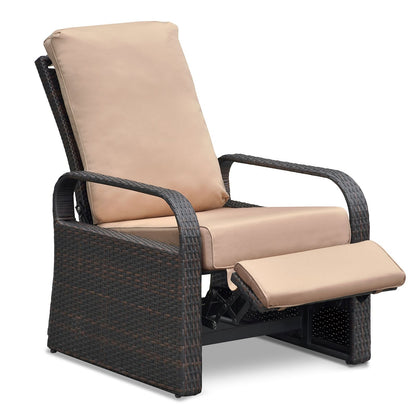 Outdoor Recliner Chair; Automatic Adjustable Wicker Lounge Recliner Chair with 5.12'' Thicken Cushion - Discount Msrp 