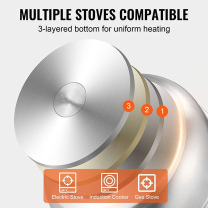 VEVOR Dumpling Steamer Stainless Steel 5 Titer for for Cook Soup, Noodles, Fishes Work with Gas Electric Grill Stove Top, Dia 30cm/11.8inch, Pot - Discount Msrp 