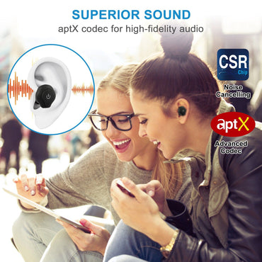 True Wireless Earbuds CSR V4.2 In-ear Stereo Headsets IP44 Waterproof Apt-X TWS Headphones Noise Cancelling - Discount Msrp 