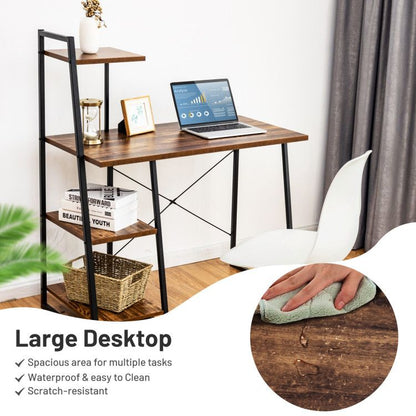 Compact Computer Desk Workstation with 4 Tier Shelves for Home and Office - Discount Msrp 