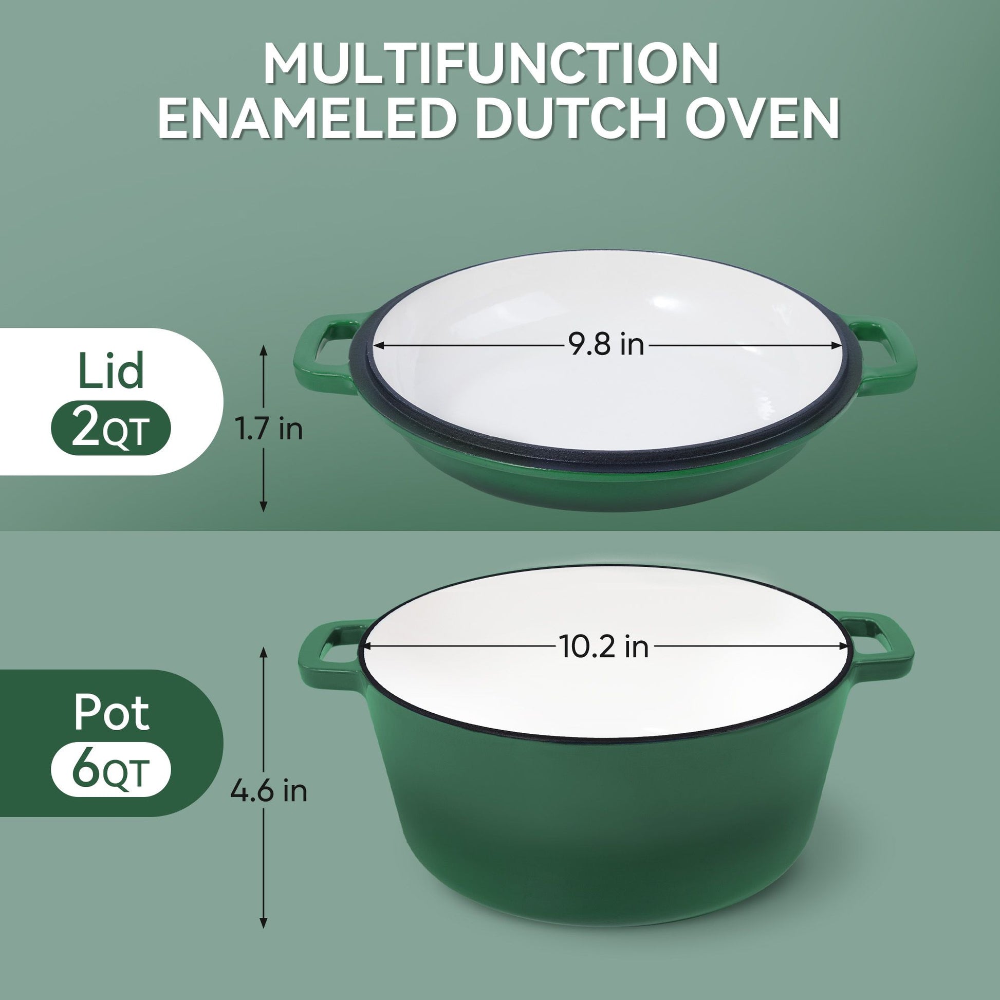 Enameled Cast Iron Dutch Oven with Serving Lid + ENCLOSED THERMAL CIRCLE Design - Discount Msrp 