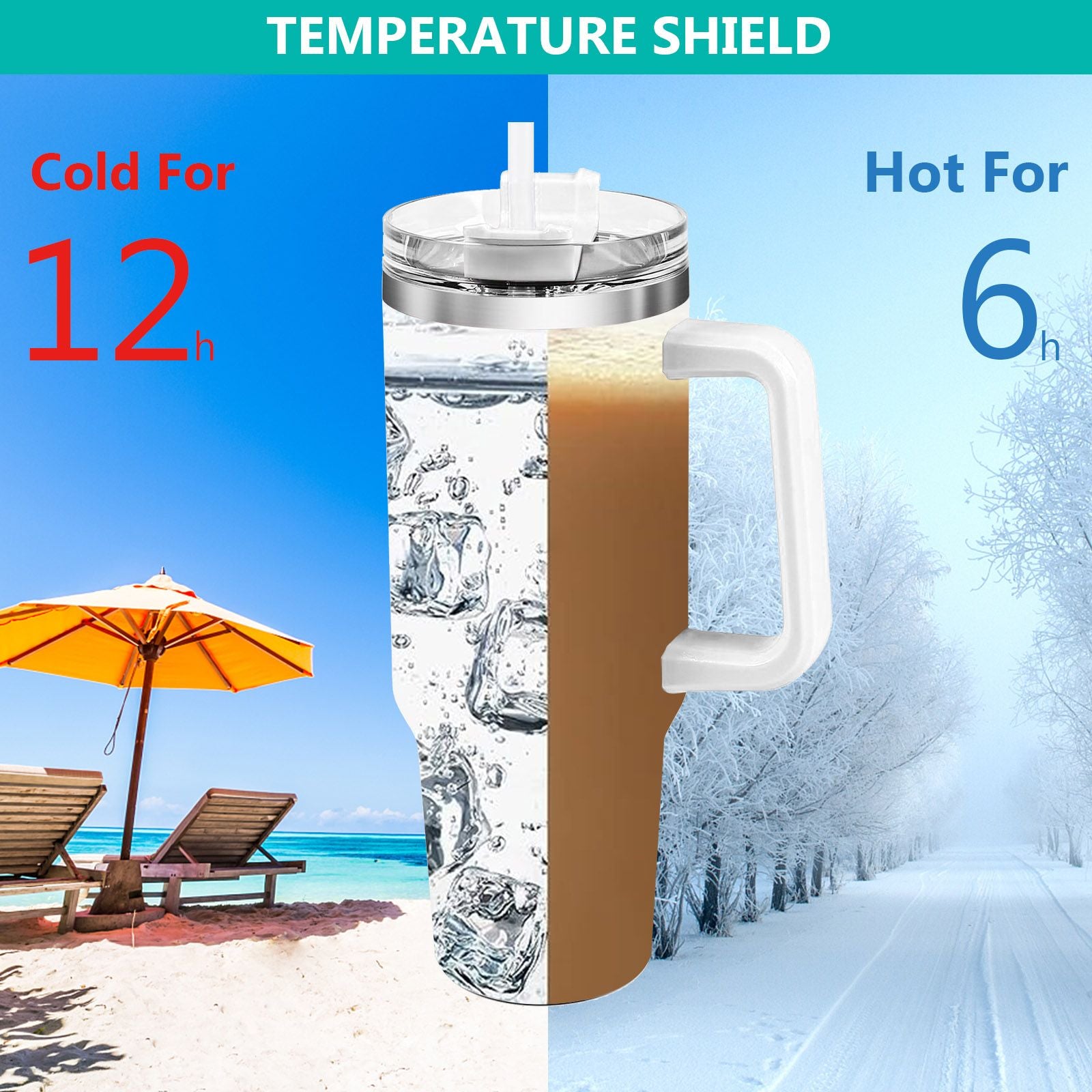 40oz 5D cowprint Insulated Tumbler With Handle And Straw Lid Portable Large Capacity water bottle, Heat preservation,304 Stainless Steel Cup For Outdoor Sports, Travel & Camping Birthday Gift - Discount Msrp 