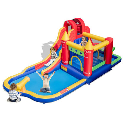 9-in-1 Inflatable Bounce Castle with Water Slide and Splash Pool without Blower - Discount Msrp 