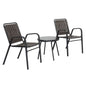 3-Piece Patio Bistro Table Set, Outdoor Furniture Set with 2 Stackable Patio Dining Chairs and Glass Table for Yard Balcony Porch, Black and Coffee - Discount Msrp 