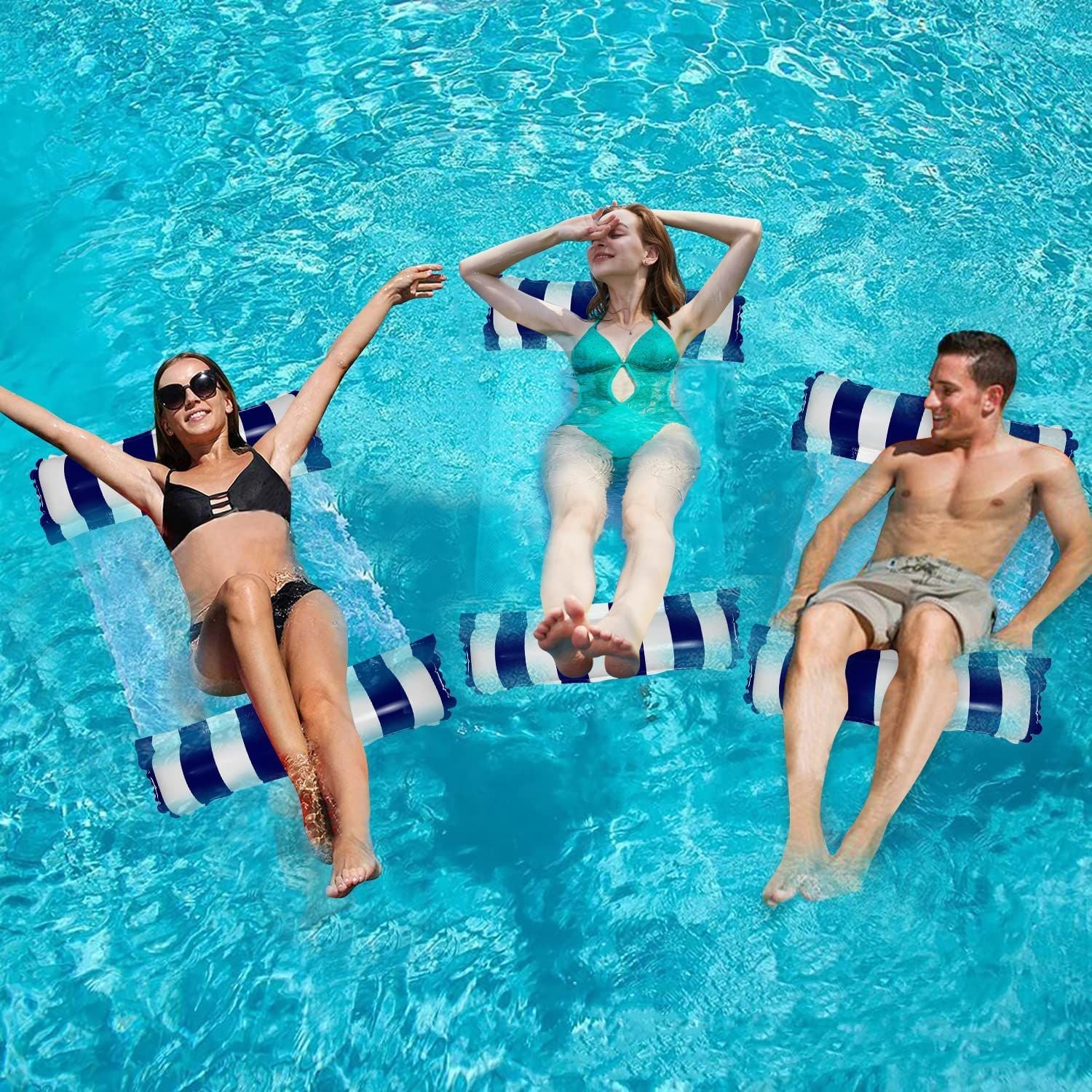 2pcs Swimming Water Pool Floats Hammock; Adults for Size Water Hammock Lounger; Multi-Purpose 4-in-1 Swimming Water Floating Rafts - Discount Msrp 