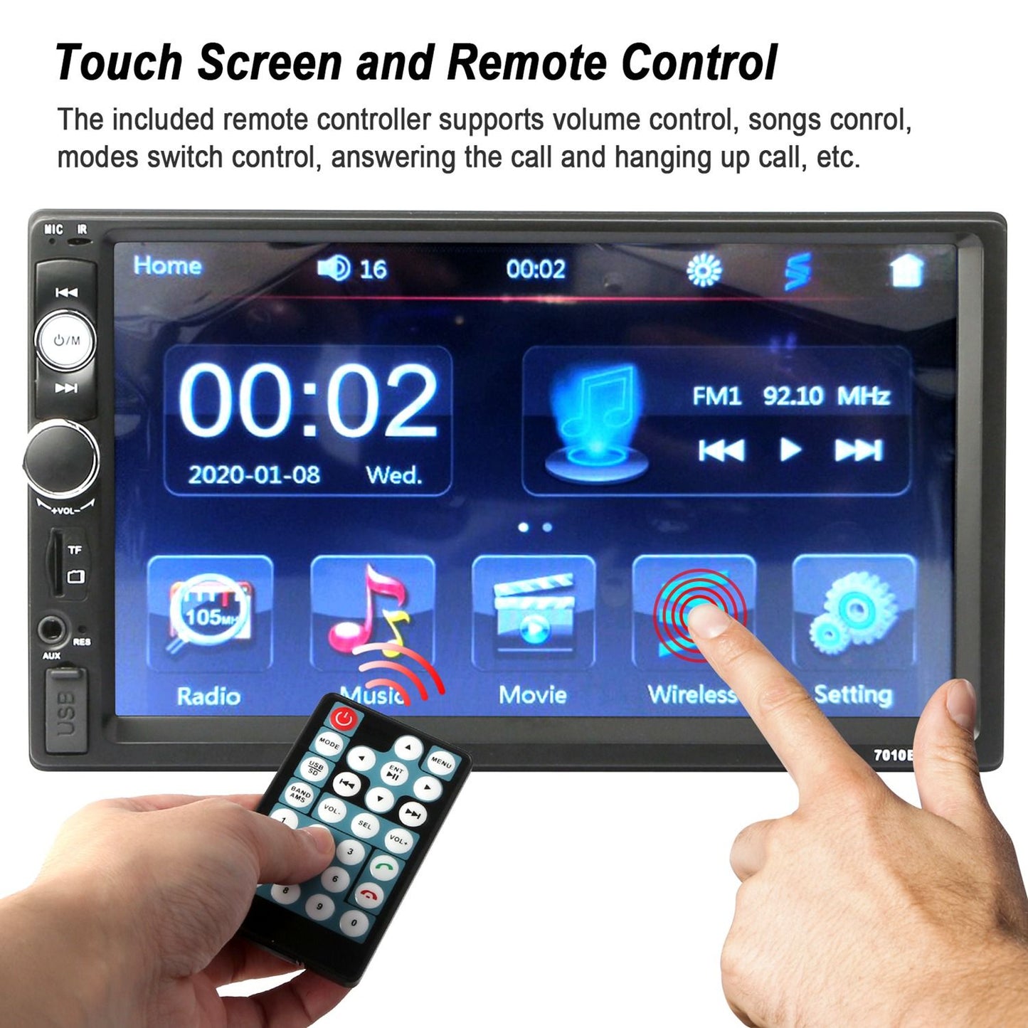 7 Inches Universal Wireless Car MP5 Player 1080P Video Player Stereo Audio FM Radio - Discount Msrp 