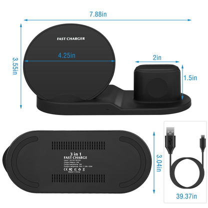 Wireless Charger 10W Fast Charging Station For iPhone Apple iWatch Series 5/4/3/2/1 AirPods - Discount Msrp 