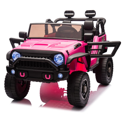 24V Two-Seater Kids Ride On Truck Car W/Parents Control,200w*2,Seat width 20.28in,Four-wheel Suspension,LED Lights,Music,MP3,Bluetooth,Two independent seat belts,Suitable for off-road For Kids Aged 3+ - Discount Msrp 