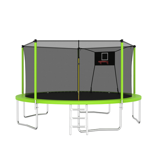 14FT Trampoline ,Sports Fitness Trampolines with Enclosure Net, Recreational Trampolines for Outdoor Indoor - Discount Msrp 