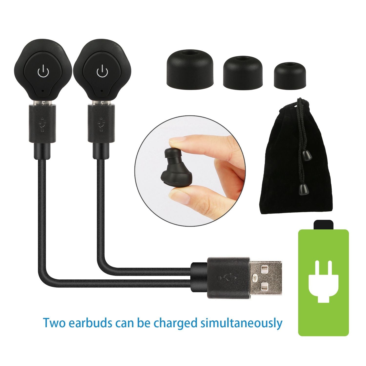 True Wireless Earbuds CSR V4.2 In-ear Stereo Headsets IP44 Waterproof Apt-X TWS Headphones Noise Cancelling - Discount Msrp 