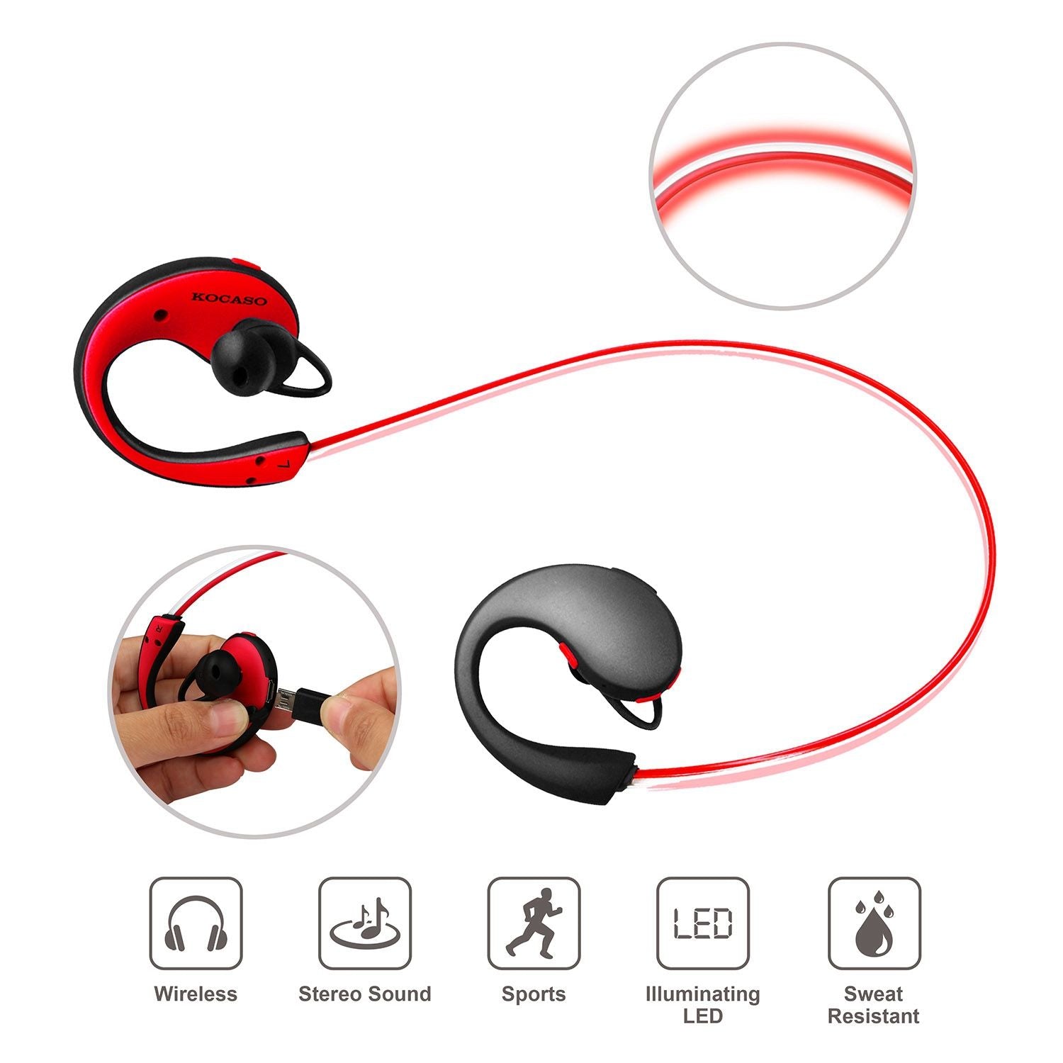 Wireless Sports Headsets Wireless V4.1 Neckband Earphones HD Stereo Sweat-proof Headphones Earbuds - Discount Msrp 