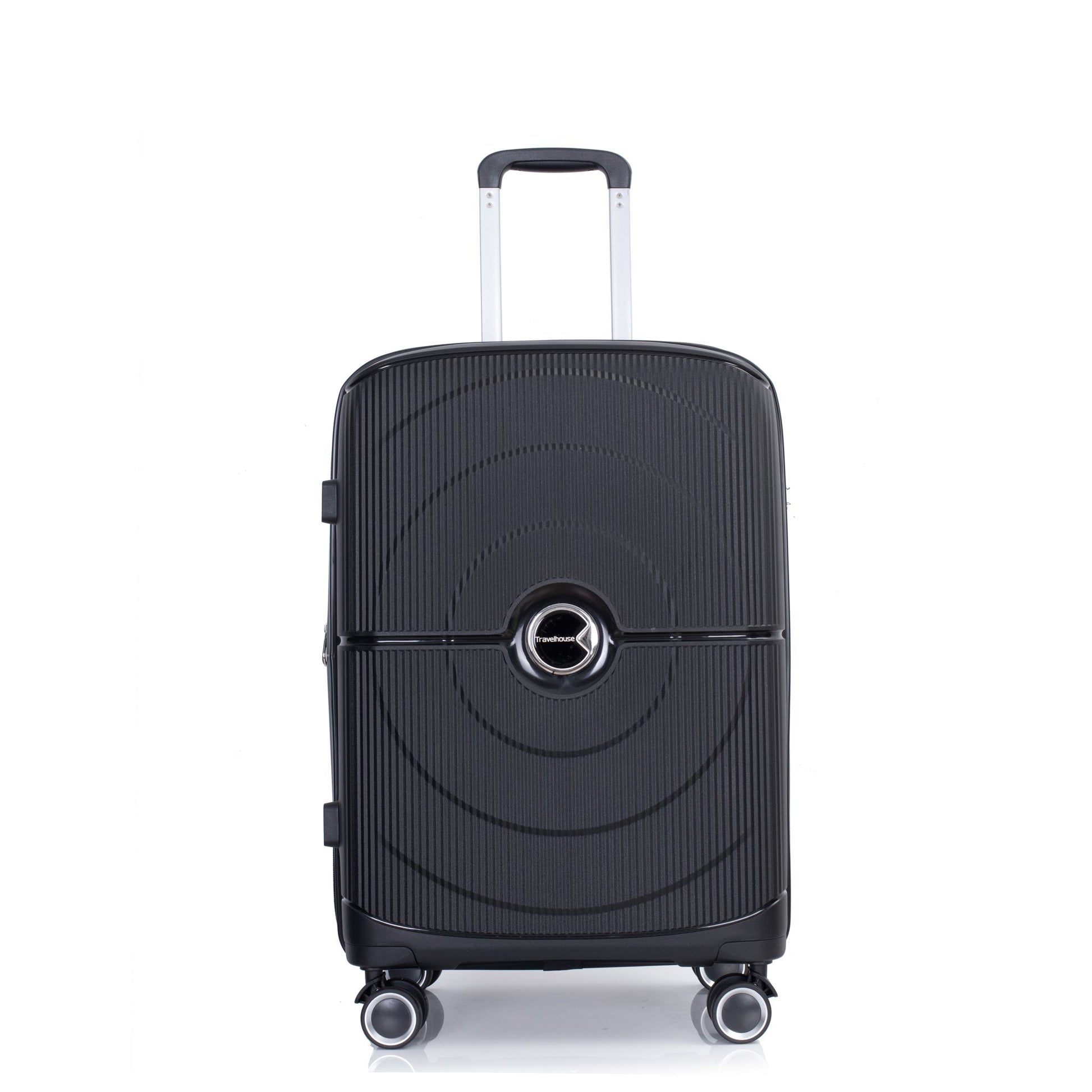 Expandable Hardshell Suitcase Double Spinner Wheels PP Luggage Sets Lightweight Durable Suitcase with TSA Lock,3-Piece Set (20/24/28) ,Black - Discount Msrp 