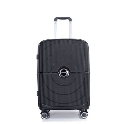 Expandable Hardshell Suitcase Double Spinner Wheels PP Luggage Sets Lightweight Durable Suitcase with TSA Lock,3-Piece Set (20/24/28) ,Black - Discount Msrp 