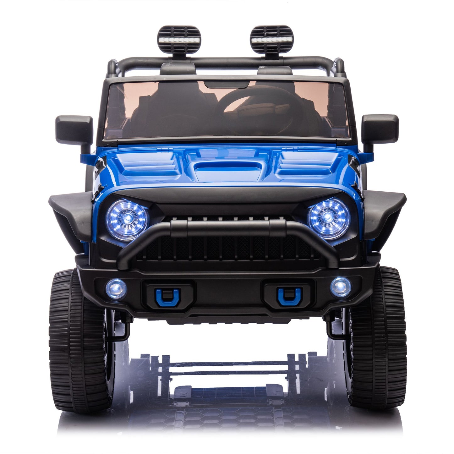 24V Two-Seater Kids Ride On Truck Car W/Parents Control,200w*2,Seat width 20.28in,Four-wheel Suspension,LED Lights,Music,MP3,Bluetooth,Two independent seat belts,Suitable for off-road For Kids Aged 3+ - Discount Msrp 