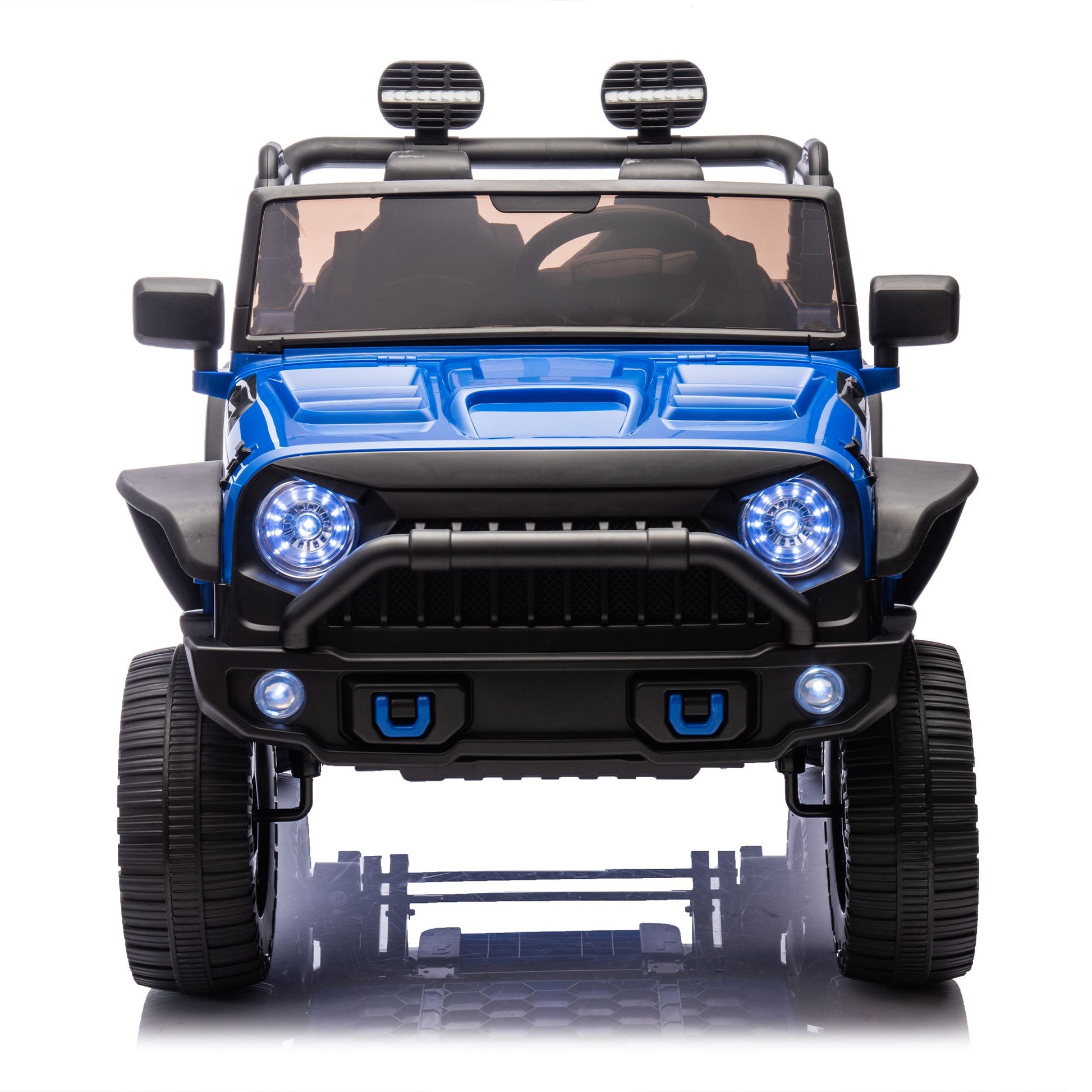 24V Two-Seater Kids Ride On Truck Car W/Parents Control,200w*2,Seat width 20.28in,Four-wheel Suspension,LED Lights,Music,MP3,Bluetooth,Two independent seat belts,Suitable for off-road For Kids Aged 3+ - Discount Msrp 