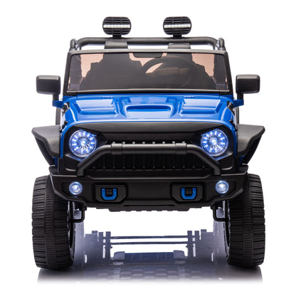24V Two-Seater Kids Ride On Truck Car W/Parents Control,200w*2,Seat width 20.28in,Four-wheel Suspension,LED Lights,Music,MP3,Bluetooth,Two independent seat belts,Suitable for off-road For Kids Aged 3+ - Discount Msrp 