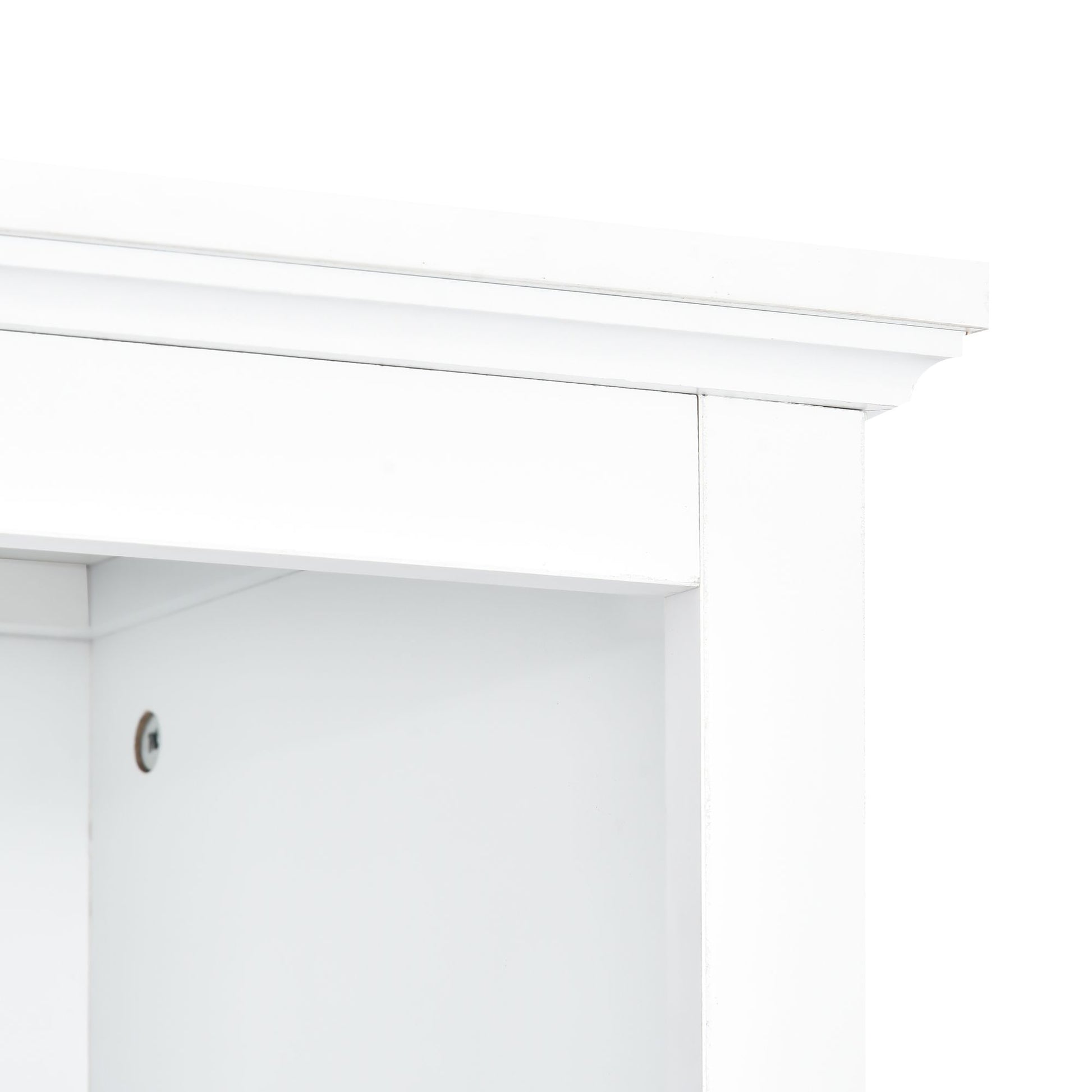 [VIDEO provided] ON-TREND Minimalism Entertainment Wall Unit with Bridge, Modern TV Console Table for TVs Up to 70", Multifunctional TV Stand with Tempered Glass Door, White (Old SKU: SD000009AAK) - Discount Msrp 