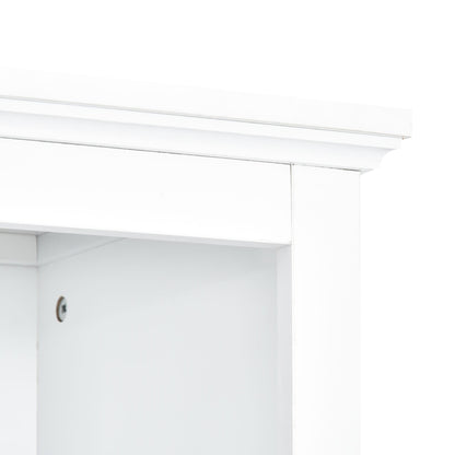 [VIDEO provided] ON-TREND Minimalism Entertainment Wall Unit with Bridge, Modern TV Console Table for TVs Up to 70", Multifunctional TV Stand with Tempered Glass Door, White (Old SKU: SD000009AAK) - Discount Msrp 