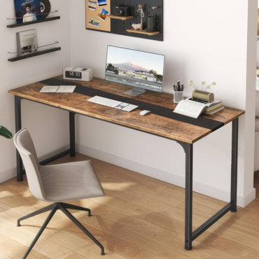 Computer Desk Large Office Desk, 59.8 Inch Gaming Desk Writing Desk Work Desk for Home Office, Study, Modern Simple Wooden Desk, Large Legroom, Metal Frame, Rustic/Black - Discount Msrp 
