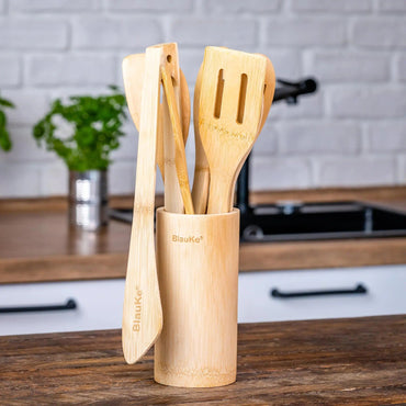 Bamboo Kitchen Utensils Set 8-Pack - Wooden Cooking Utensils - Discount Msrp 