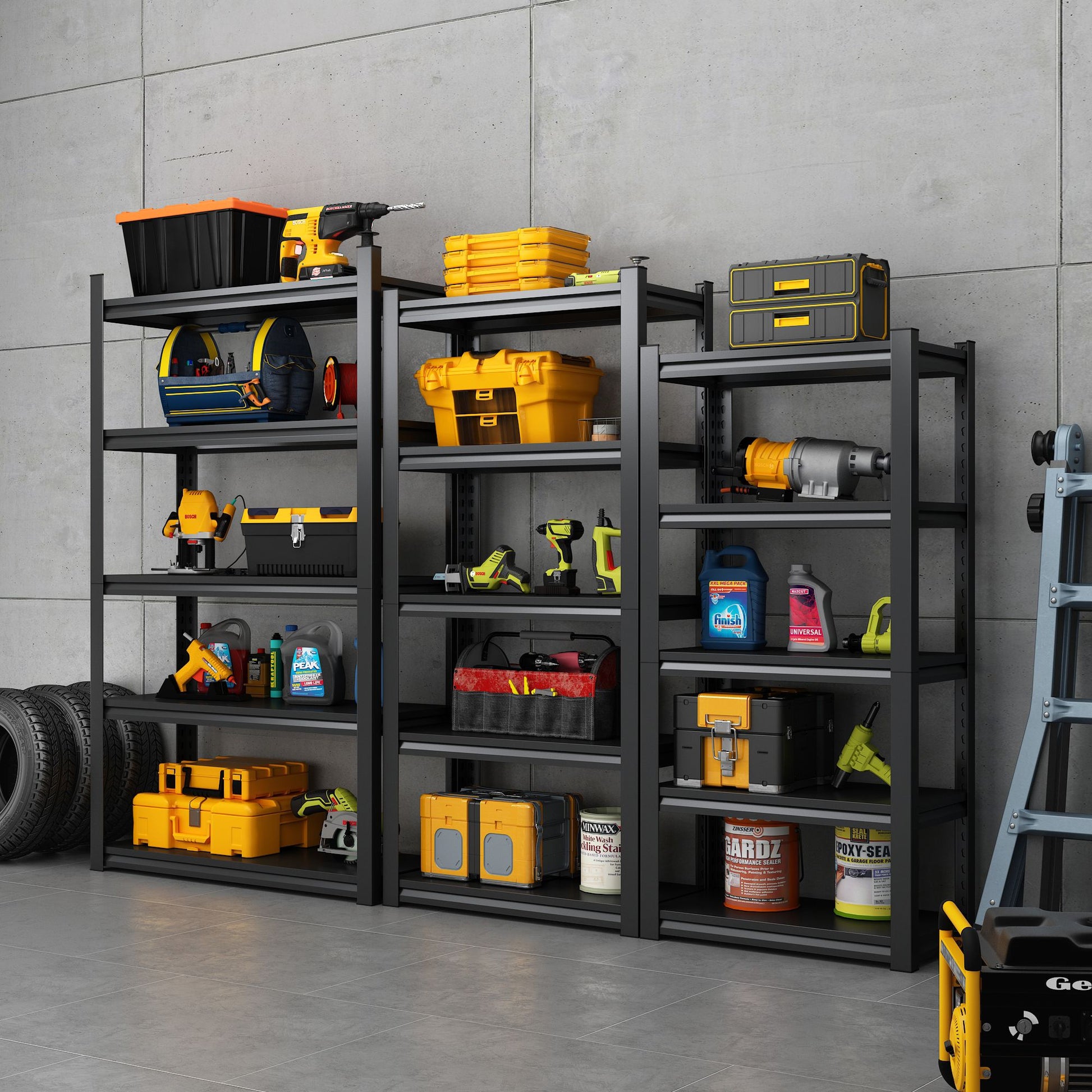78"H 5 Tier Metal Shelves for Storage Garage Shelving 2000LBS Heavy Duty Storage Shelves Adjustable Garage Shelf Industrial Shelving Unit Storage Utility Rack,47.2"W*18"D*78"H,Black - Discount Msrp 