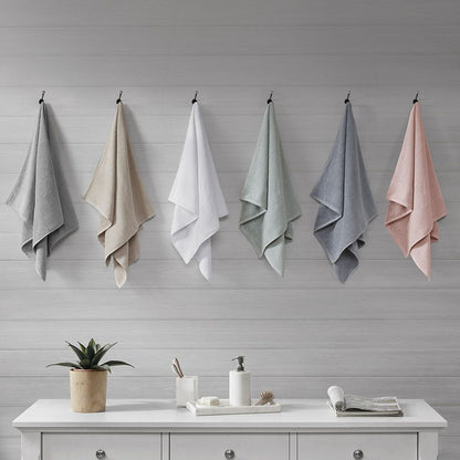 Cotton Waffle Jacquard Antimicrobial Bath Towel 6 Piece Set - Discount Msrp 