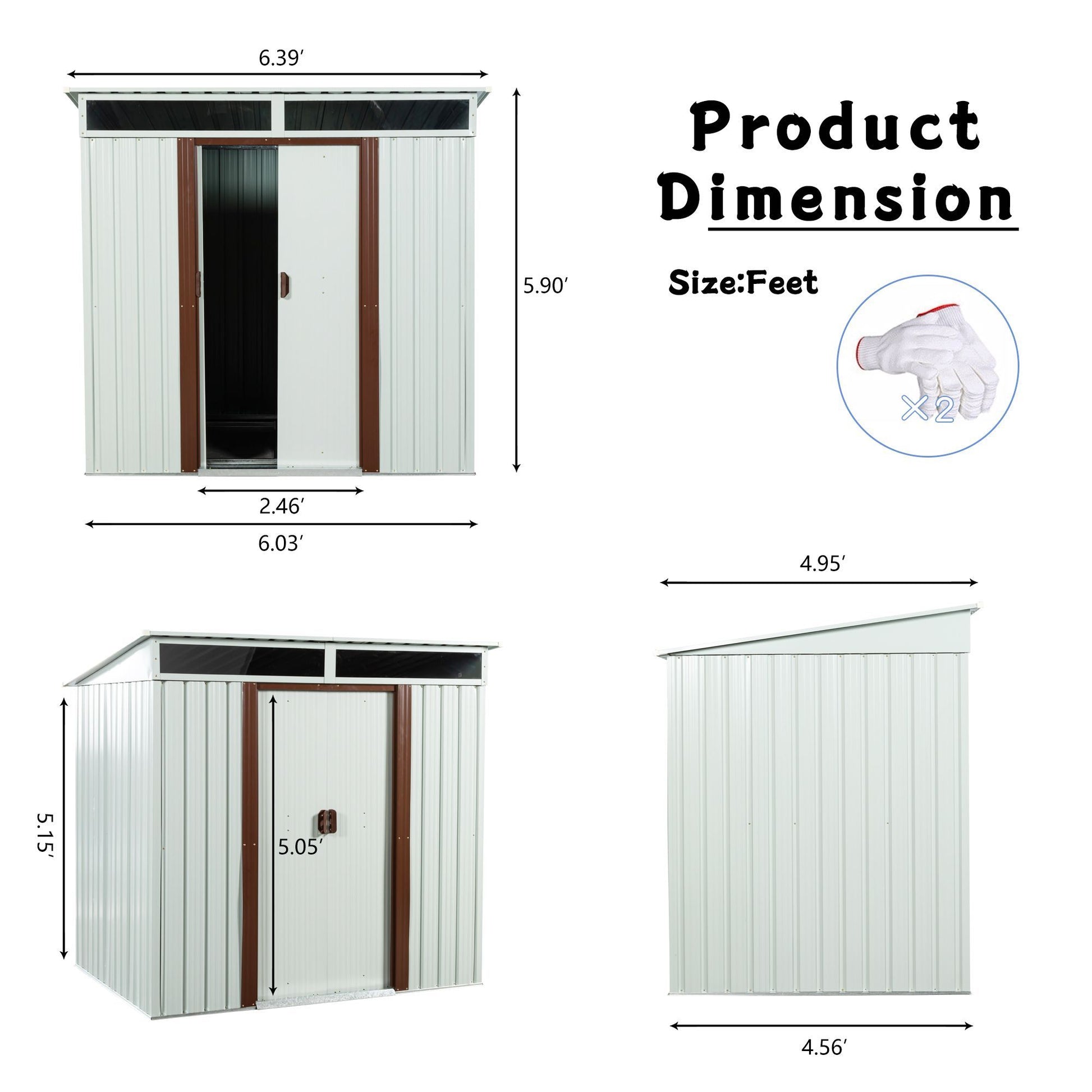 6ft x 5ft Outdoor Metal Storage Shed White - Discount Msrp 