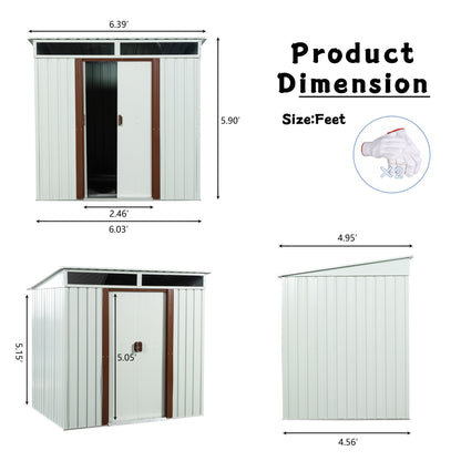 6ft x 5ft Outdoor Metal Storage Shed White - Discount Msrp 