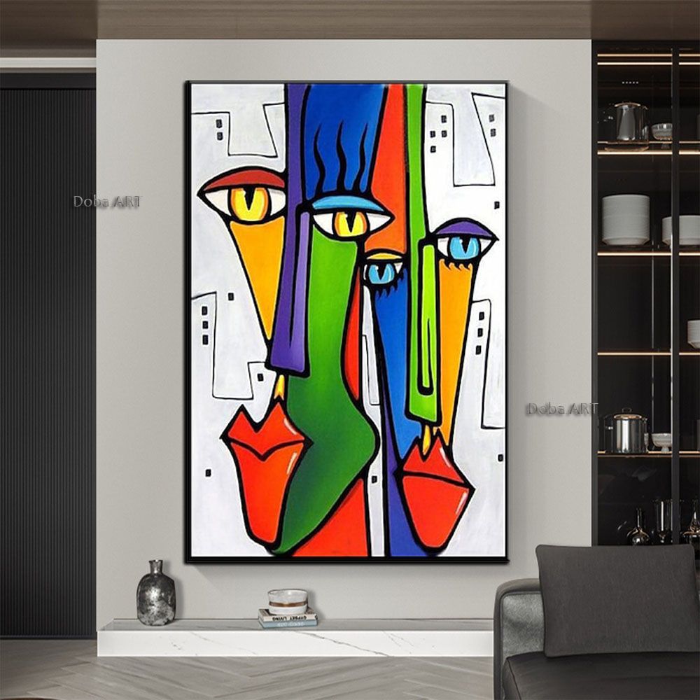 Handmade Picasso Abstract Figures Picture Blending In Face Wall Art Picture Handpainted Canvas Painting Living Room Decoration Home Living Room corridor bedroom luxurious adornment painting - Discount Msrp 
