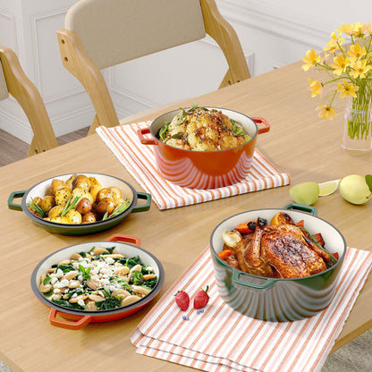Enameled Cast Iron Dutch Oven with Serving Lid + ENCLOSED THERMAL CIRCLE Design - Discount Msrp 