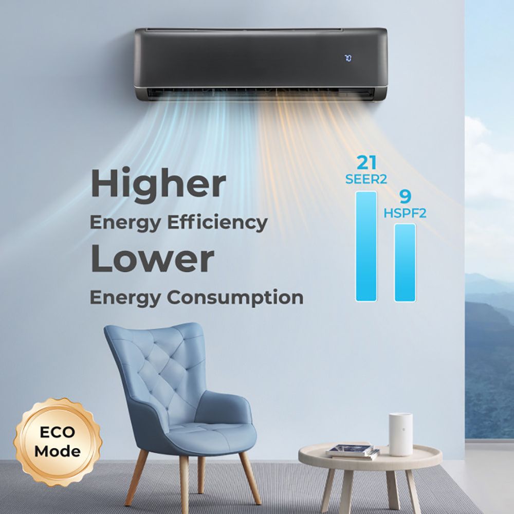 12000 BTU 21 SEER2 208-230V Wifi Enabled Mini Split Air Conditioner and Heater Gray - Discount Msrp 