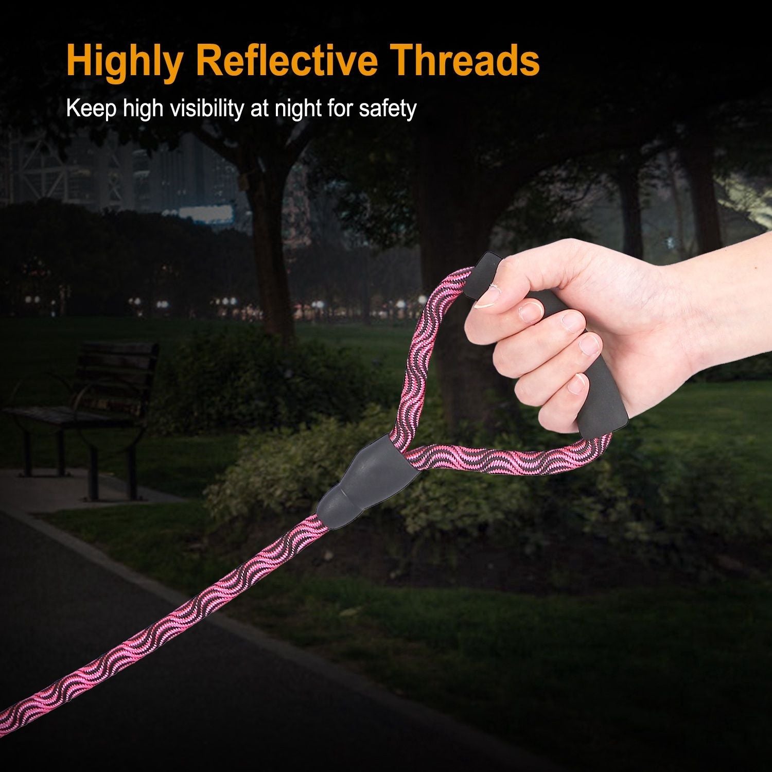 Double Dogs Leash No-Tangle Dogs Lead Reflective Dogs Walking Leash w/ Swivel Coupler Padded Handle - Discount Msrp 