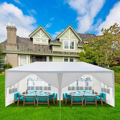 10'x20' Outdoor Party Tent with 6 Removable Sidewalls; Waterproof Canopy Patio Wedding Gazebo; White - Discount Msrp 