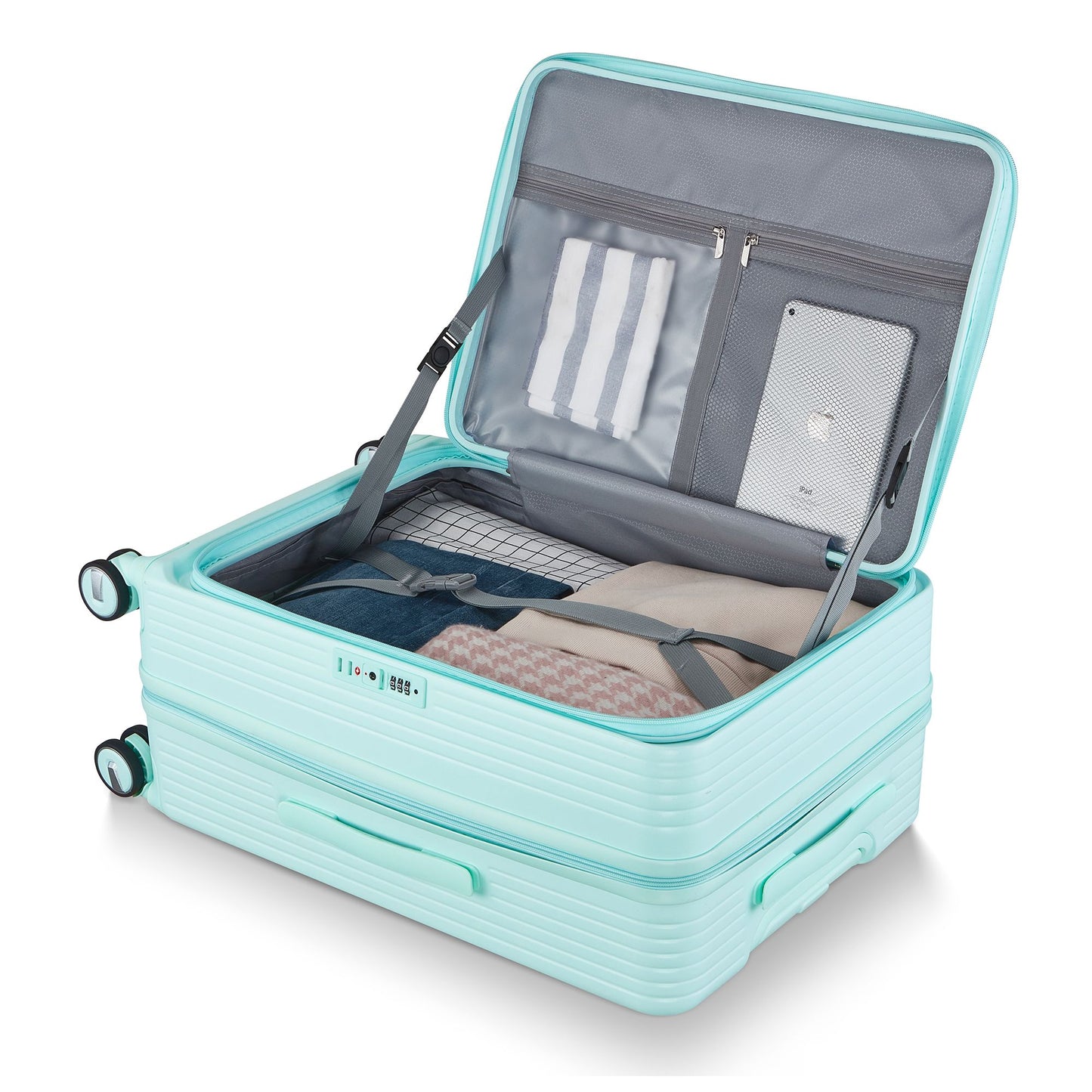 Luggage Sets 3 Piece(20/24/28), Expandable Carry On Luggage with TSA Lock Airline Approved, 100% PC Hard Shell and Lightweight Suitcase with Front Pocket and Spinner Wheels - Discount Msrp 