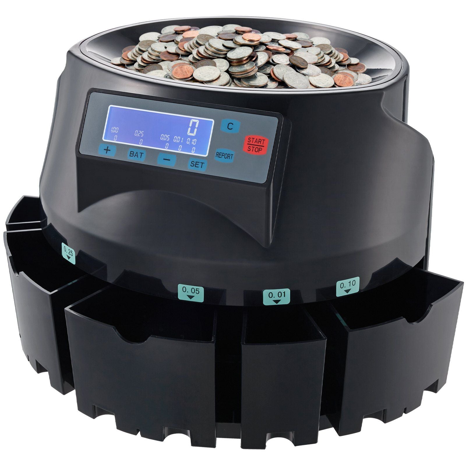 VEVOR USD Coin Sorter Coin Counter Wrapper and Roller 300 Coins/min LCD Display - Discount Msrp 