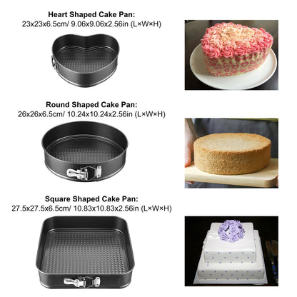 Non Stick Springform Cake Pan Leakproof 9in 10in 11in Bakeware Pan with Removable Bottom 3Pcs Per Set - Discount Msrp 