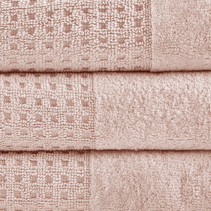 Cotton Waffle Jacquard Antimicrobial Bath Towel 6 Piece Set - Discount Msrp 