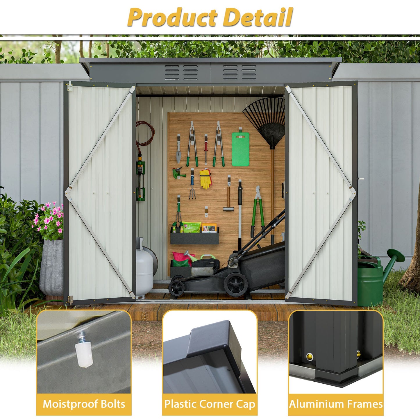 6 x 4 ft Outdoor Storage Shed, All Weather Tool Shed for Garden, Backyard, Lawn, Black - Discount Msrp 