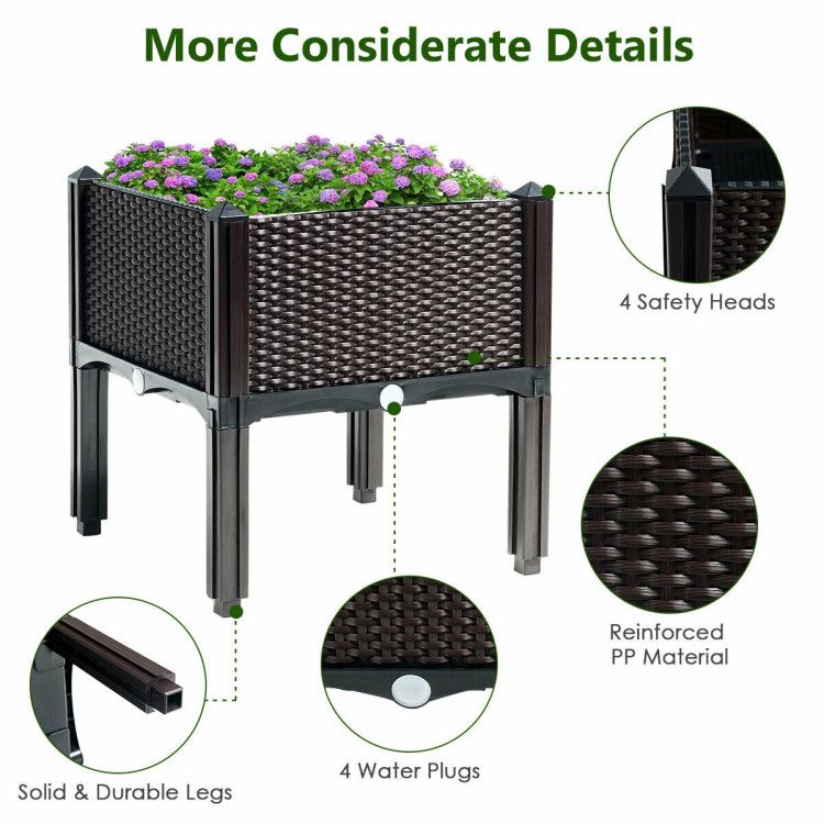 Set of 4 Elevated Flower Vegetable Herb Grow Planter Box - Discount Msrp 